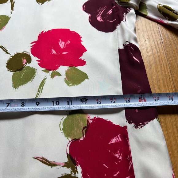 Kate Spade New York Size XXS Red Green Just Rosy Silk Blend Floral Shift Dress - Picture 14 of 16